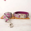 Mint green polyester dog collar and matching lead set on a white background.