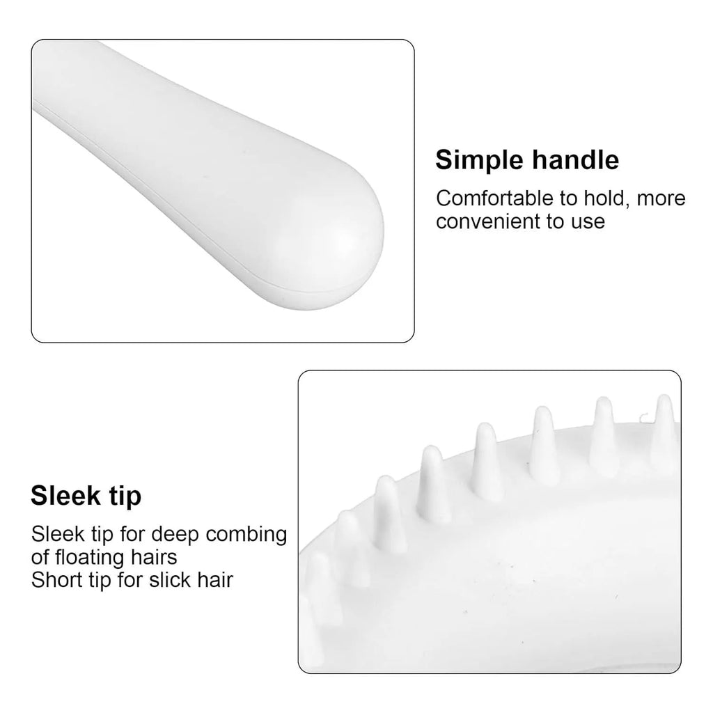 Blue and white double-sided pet grooming brush with deshedding teeth and massage comb