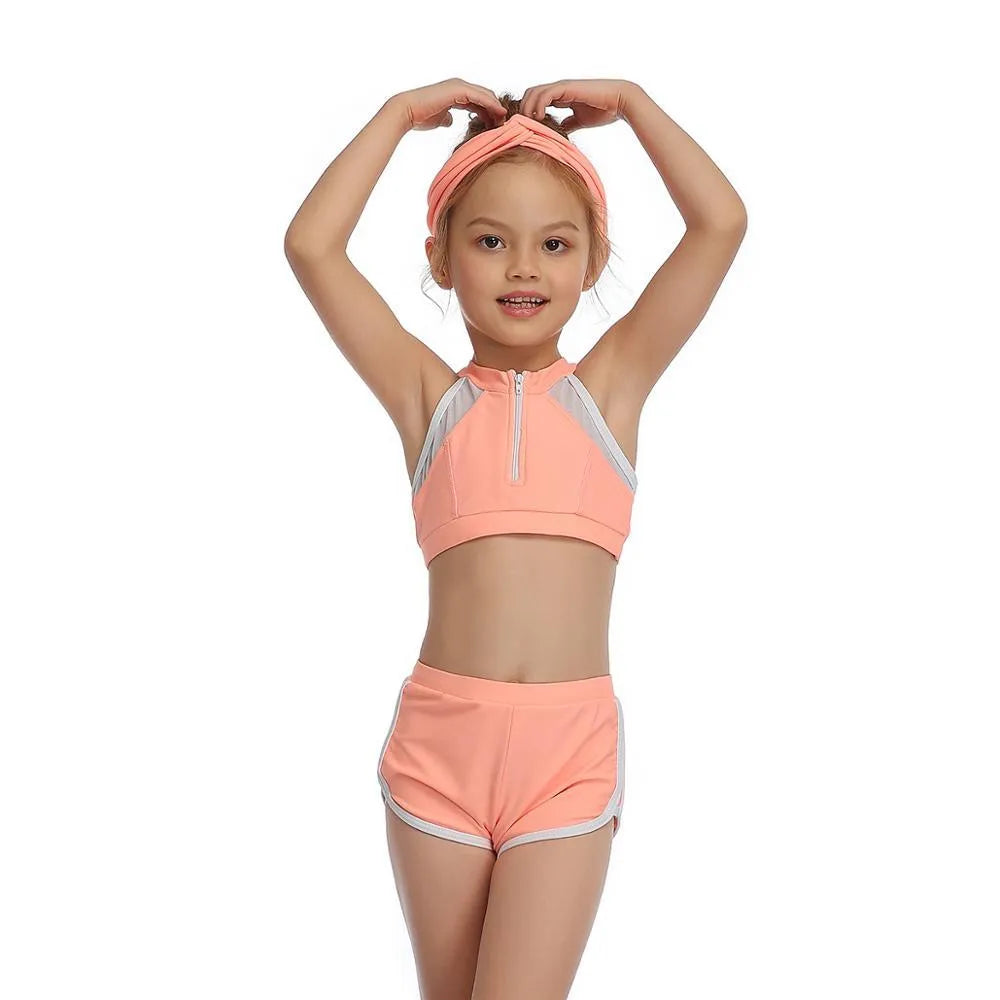 Parent-child swimwear in nylon with leopard print and solid colours, sizes 104-164cm for family matching