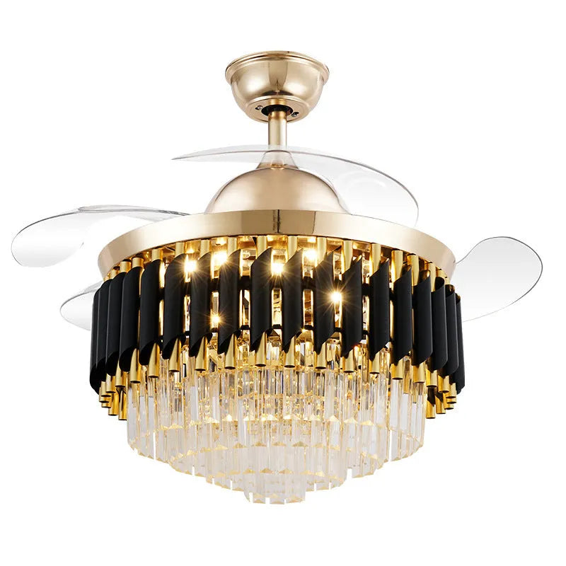 Crystal ceiling fan light with remote control in 42 inch or 48 inch size options