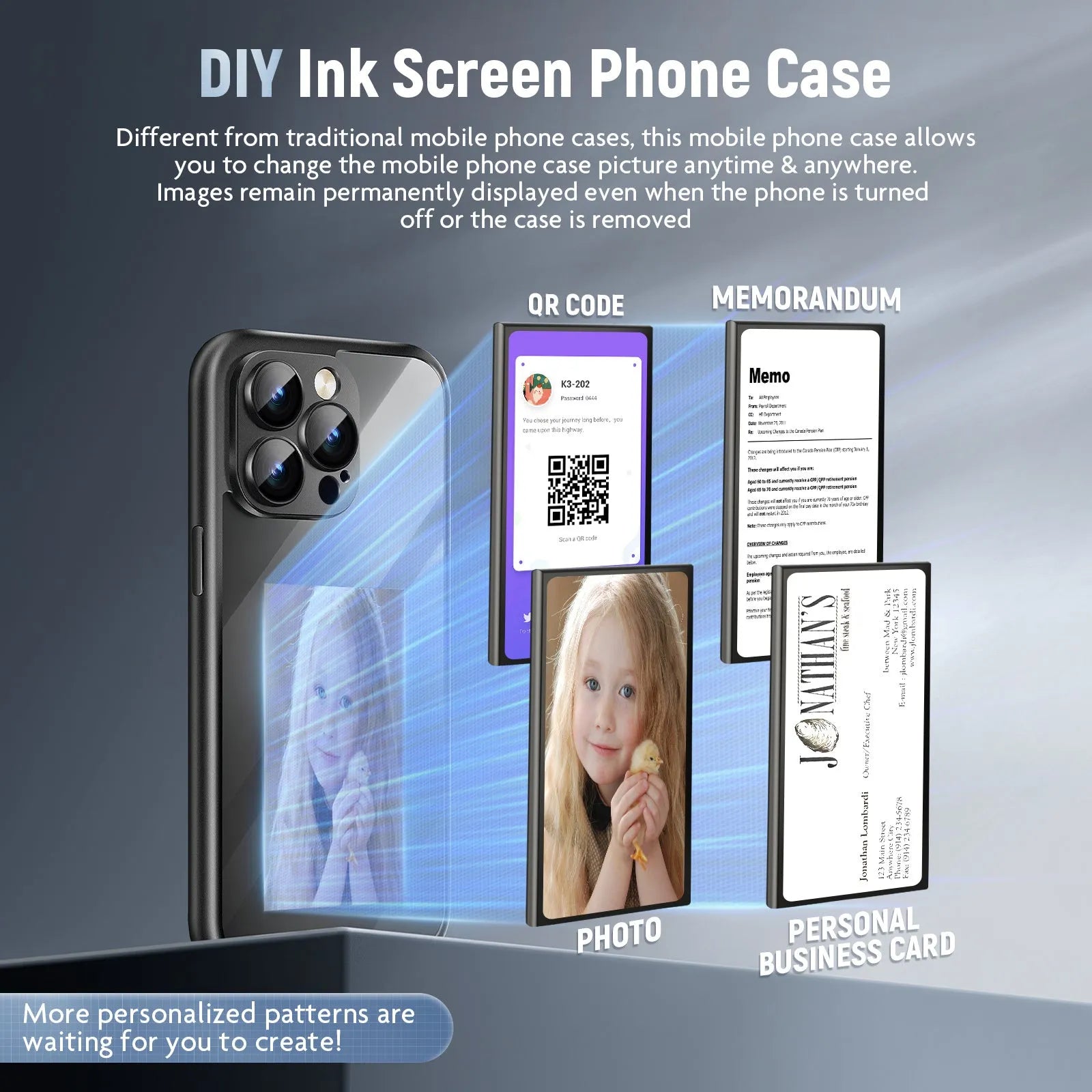 iPhone 15 Pro Max NFC flip phone case in black with custom DIY design and plastic construction