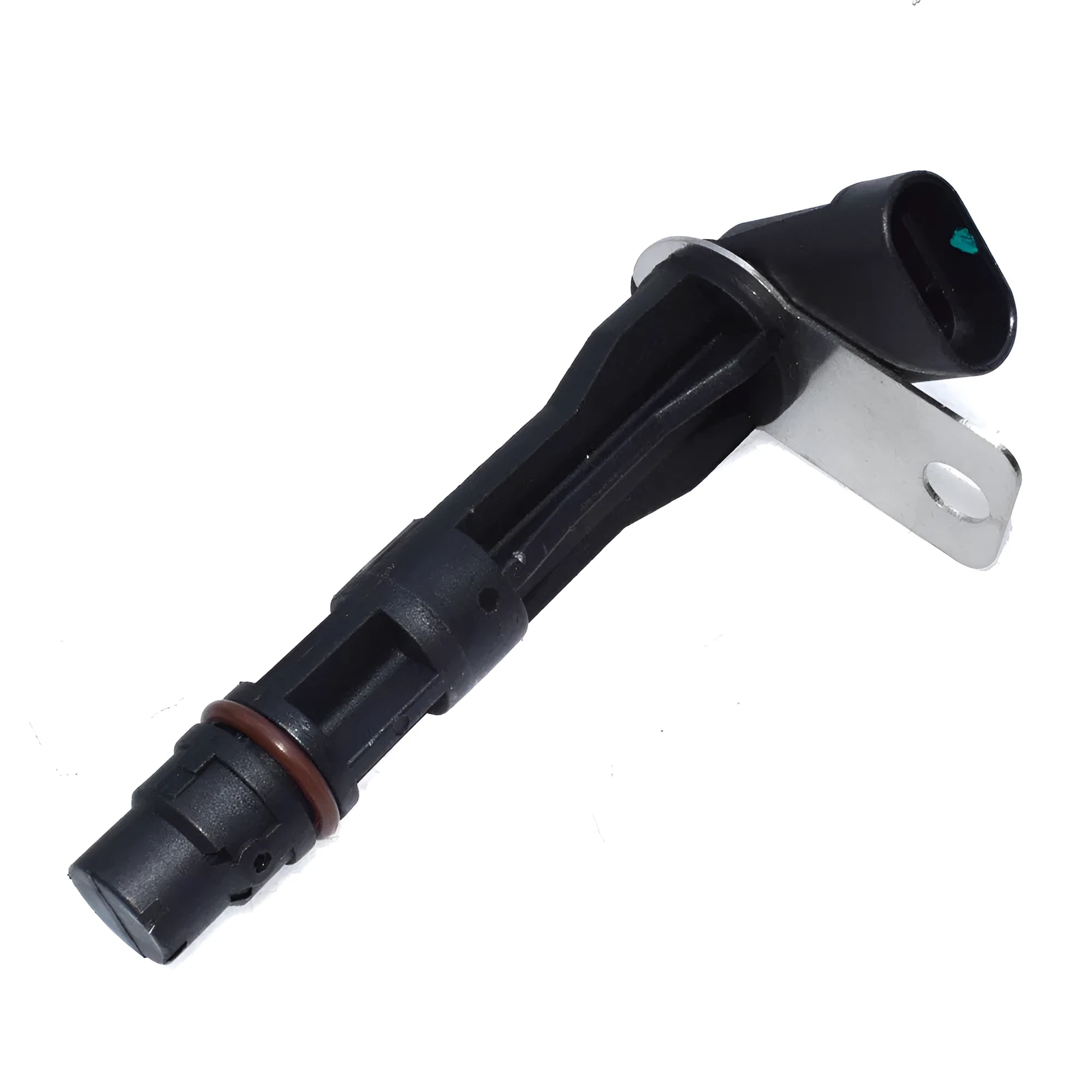 Black universal automotive car sensor for General Motors vehicles on a white background.