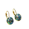 Handmade mother-of-pearl clip earrings for women with Chinese Fu character inlay, Chanel style, one pair