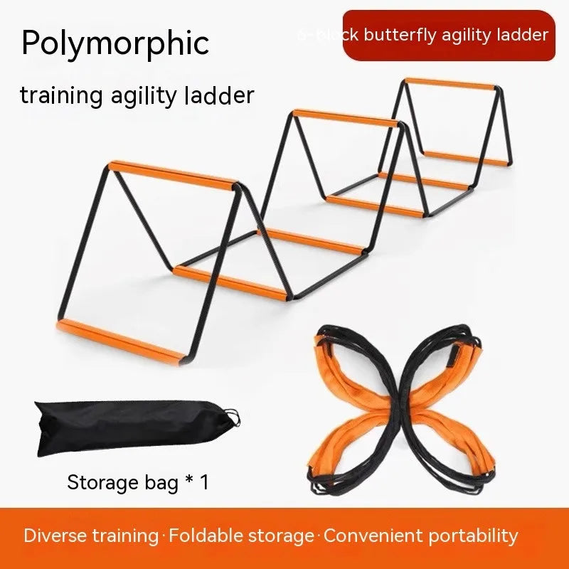 Children's butterfly agility ladder training equipment set in plastic construction with multiple length options