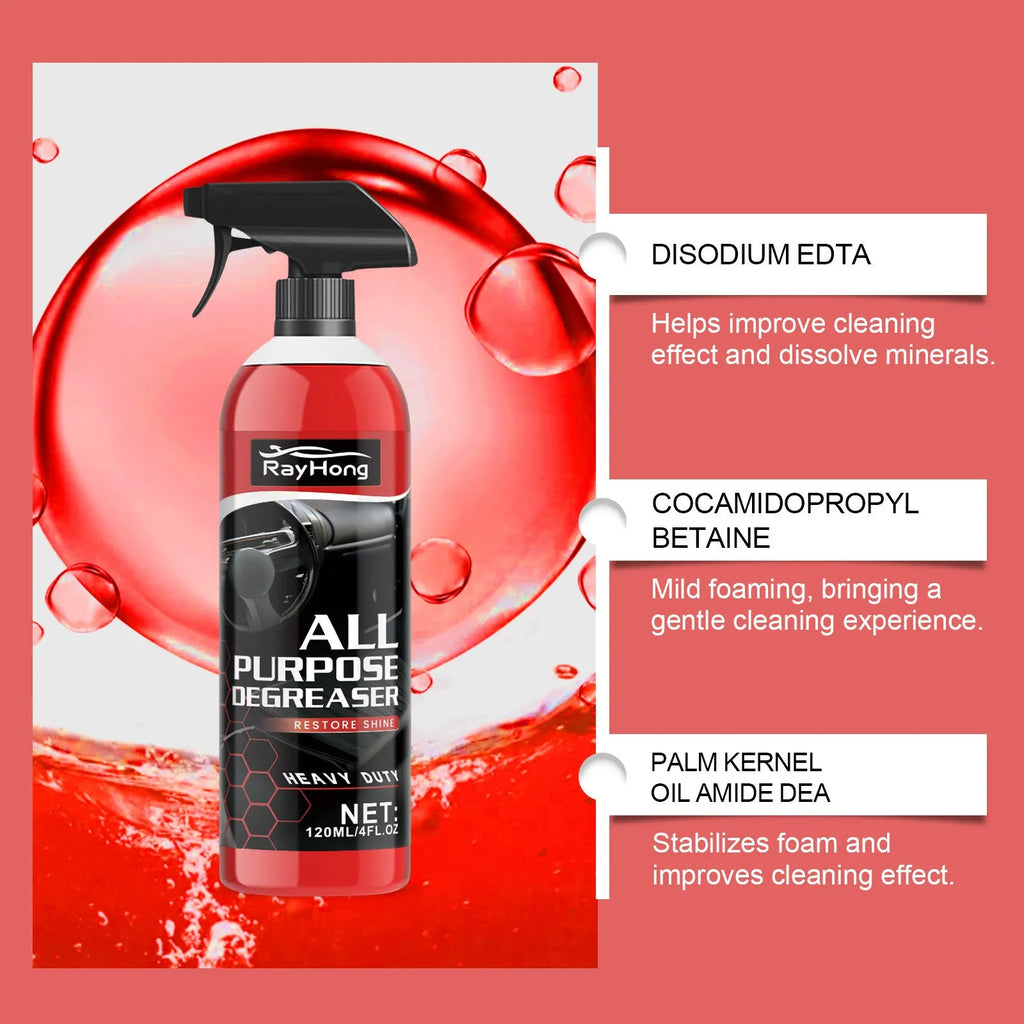 Car multifunction stain cleaner 120ml bottle with green label and trigger spray