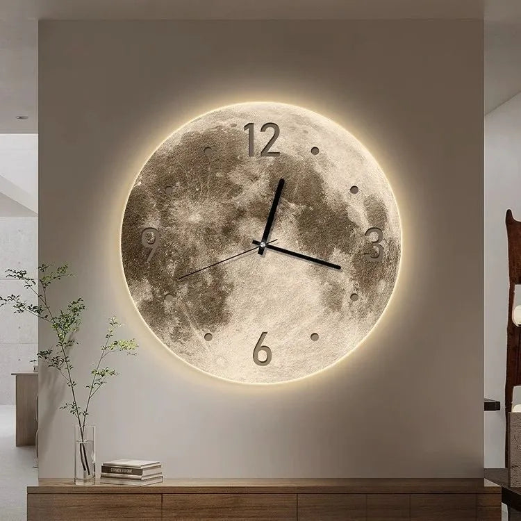 Plastic wall clock with optional LED ambient light ring and month calendar, shown in 30cm, 40cm and 50cm sizes.