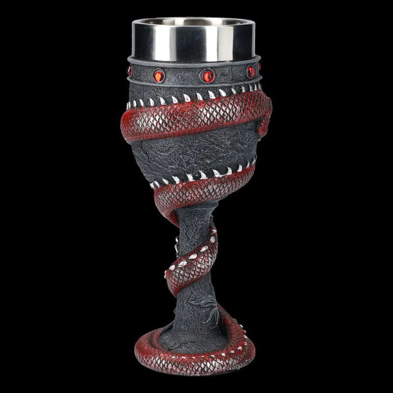 Personalised red wine glass with 3D Chinese dragon design in gold and red colours.