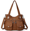 Fashion ladies soft PU leather messenger bag with zipper pocket crossbody casual tote in horizontal square shape