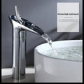 Wine glass style basin faucet with bamboo joint design in brass construction with metallic finish