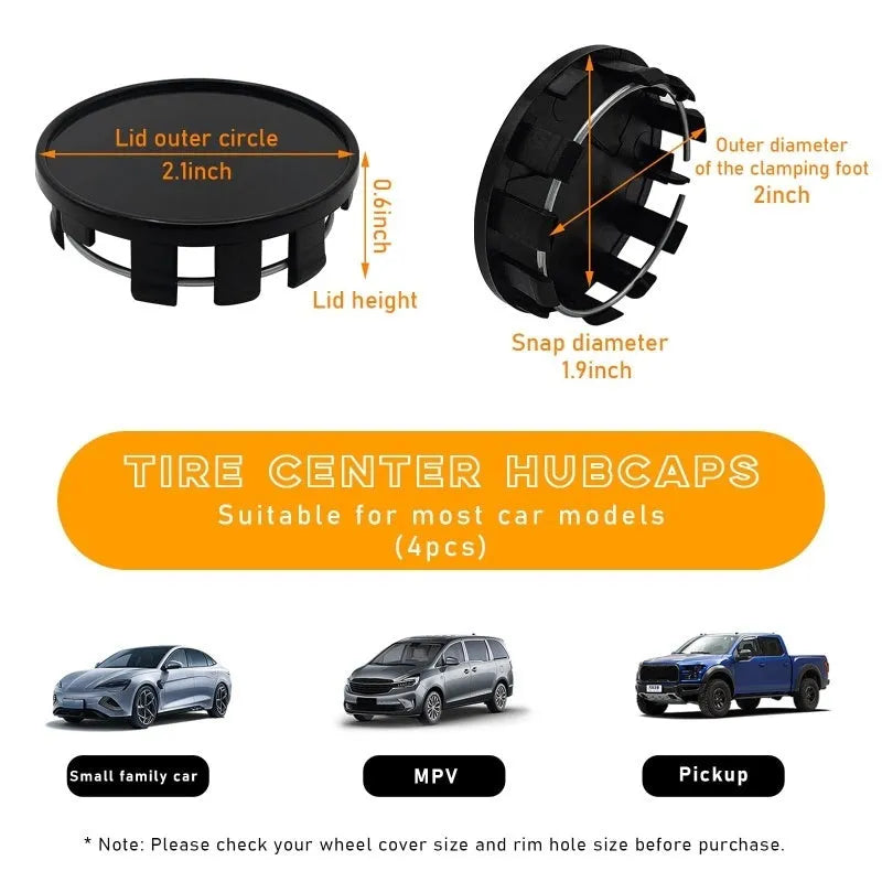 Black and silver plastic 54mm wheel hub cap for Japanese cars