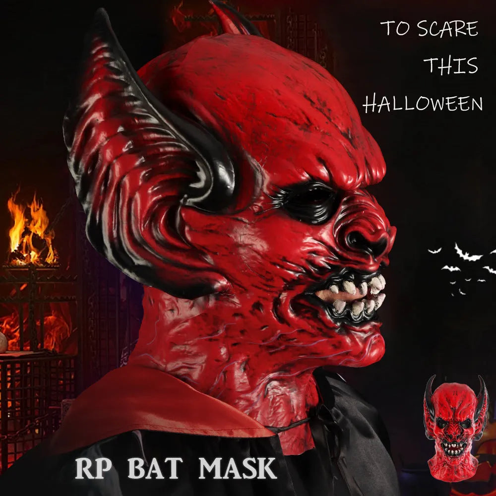 Red RP foam bat head cover mask for Halloween and carnival horror dress up