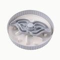 Pet slow feeder bowl with coloured plastic base and a textured silicone lick mat insert in a snowflake pattern.