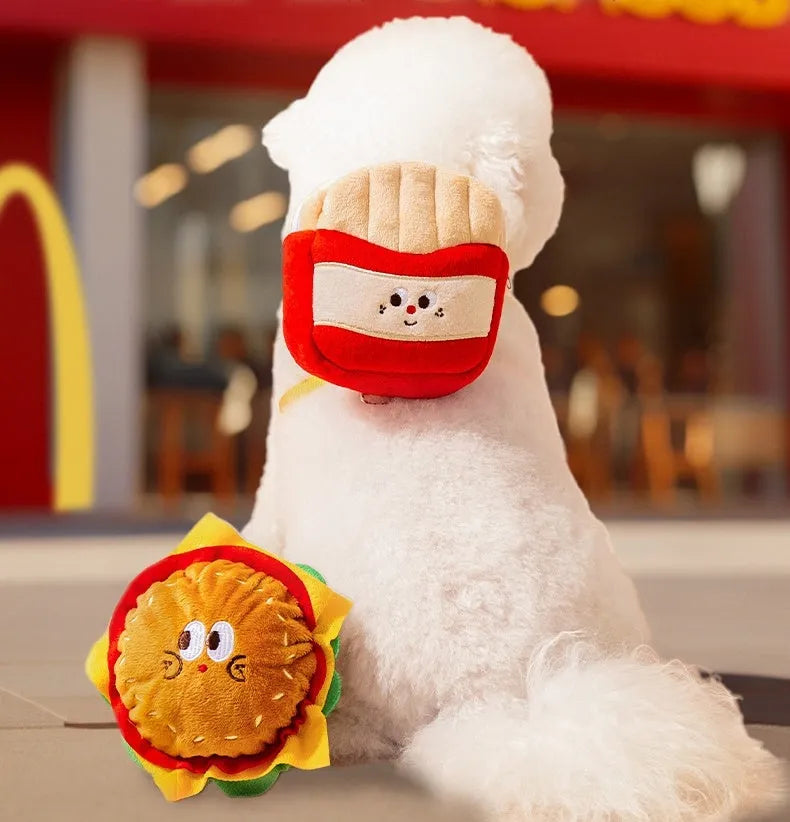 Cartoon hamburger design adjustable vest leash for dogs and cats with backpack