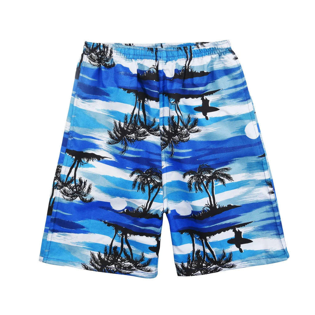 Men's floral print five-point swimming trunks in polyester fabric