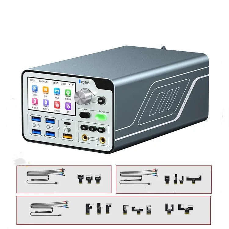 320W intelligent power meter with blue case and 3-inch display, showing voltage and current readings.