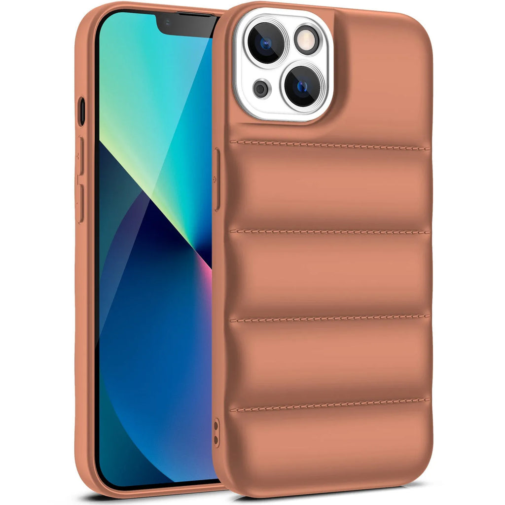 Down Jacket TPU iPhone protective case in solid colours showing front and back views