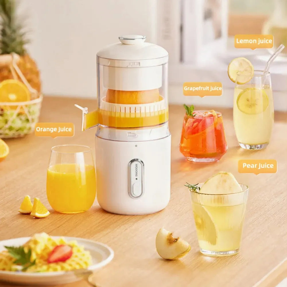 Portable wireless electric juicer in fresh green colour with USB charging cable