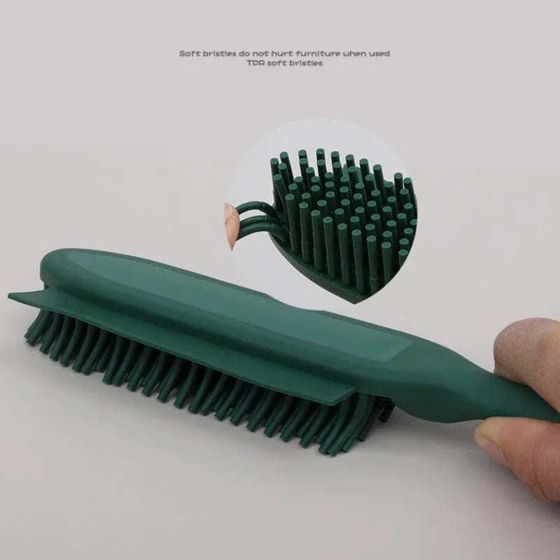 Green and pink pet grooming brush with massage function and hair collector for dogs and cats