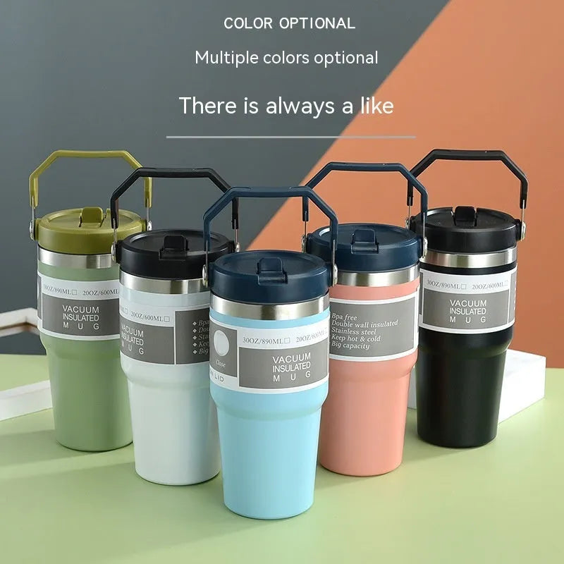 30oz stainless steel insulated travel tumbler with handle cover in multiple colour options