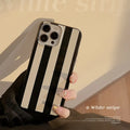 Bright black wide stripes TPU silicone phone case for Apple iPhone, soft shell Japan Korea style