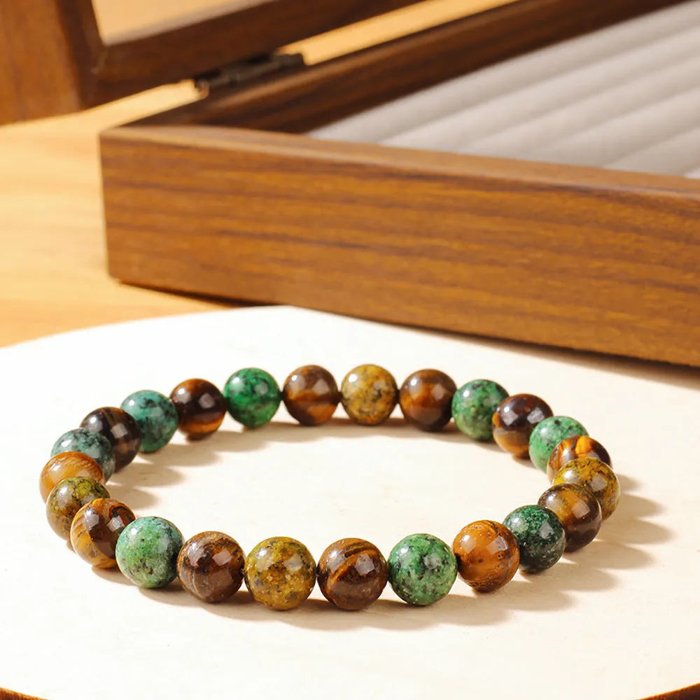 Handmade tigereye natural stone antique floral bracelet, colour L1805, 18mm size.