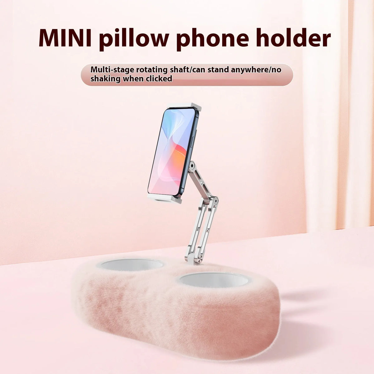 Alloy plush pillow bracket for mobile phone and tablet desktop stand in light grey