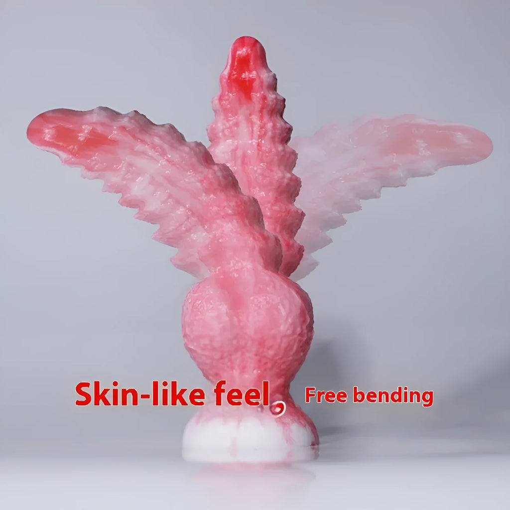 Pink platinum silicone penis-shaped masturbation device for women, shown in Berserker S and M sizes.