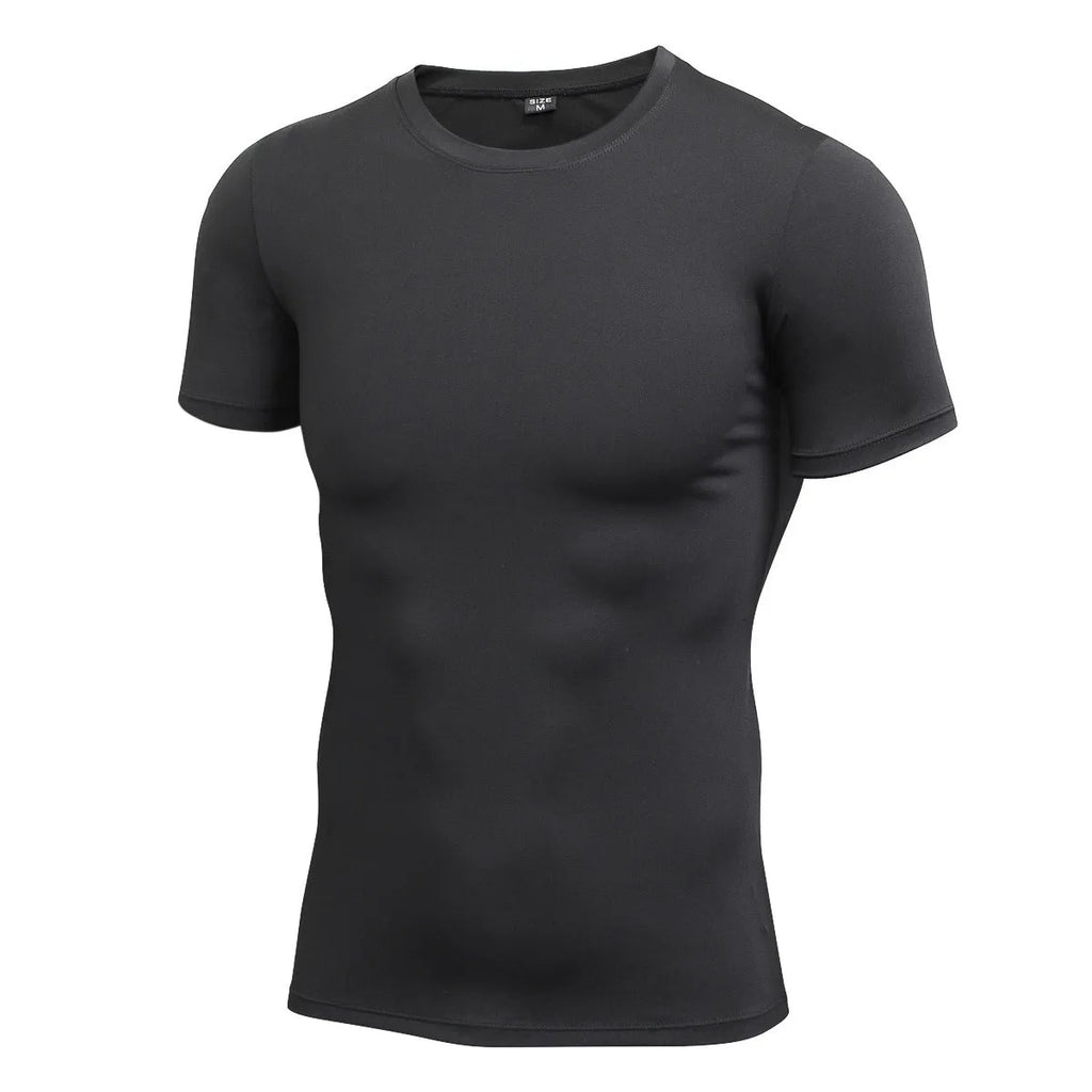 Men's solid colour polyester quick drying short sleeve fitness shirt available in seven colours