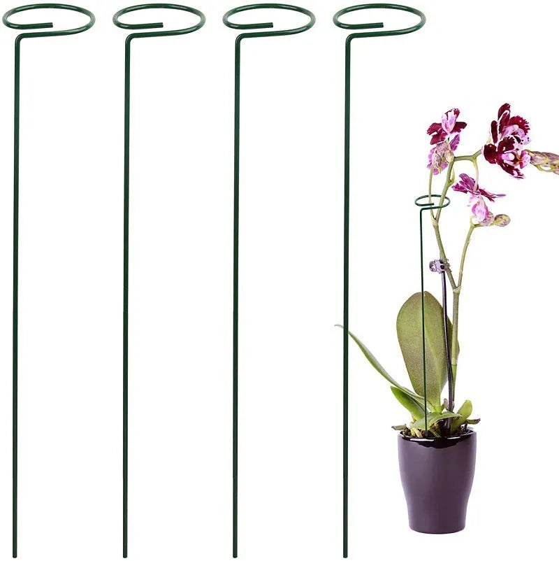 Round metal garden plant support stake with wrought iron frame for climbing plants, 20cm to 90cm