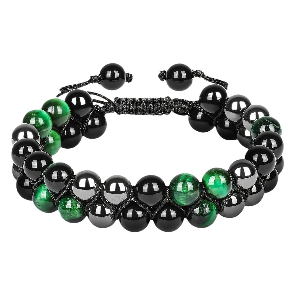 Manually crafted alloy unisex bracelet with auspicious elephant design and multiple gemstone variations