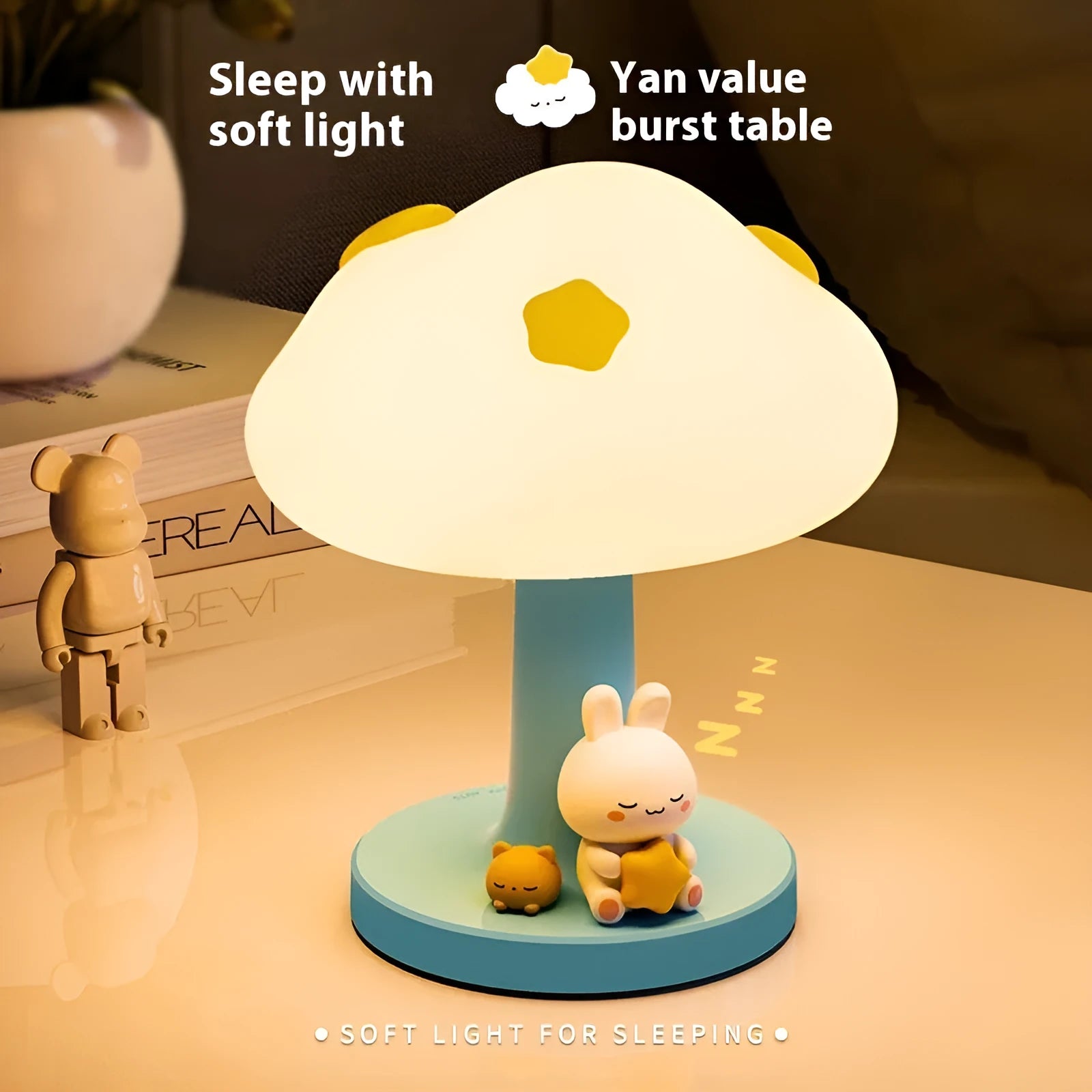 USB charging creative cloud silicone pat lamp with flower shape, cloud night light basic style, 128x103x151mm