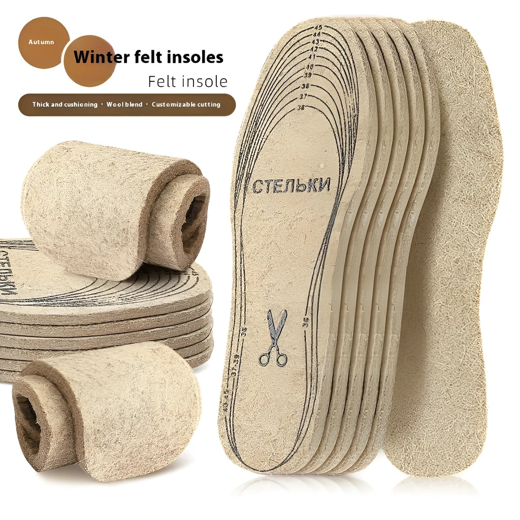 6.5mm thick wool carpet insole with slow pressure support and self-tailored fit for autumn winter use