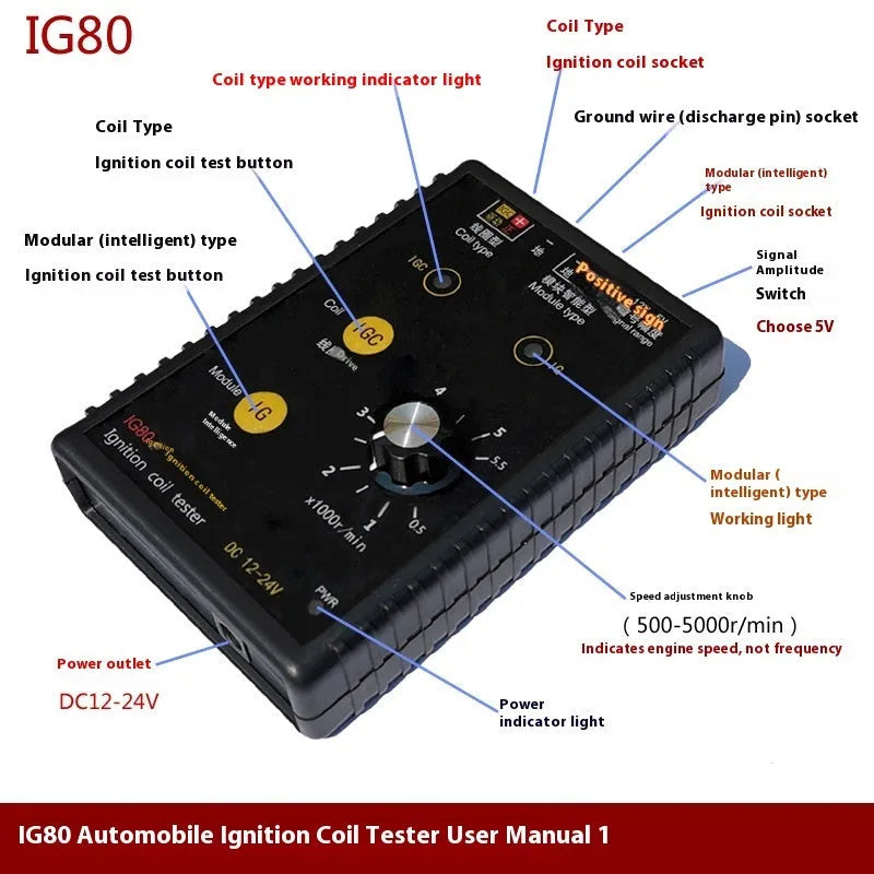 IG80 automobile ignition coil detector for petrol and natural gas vehicle diagnostics