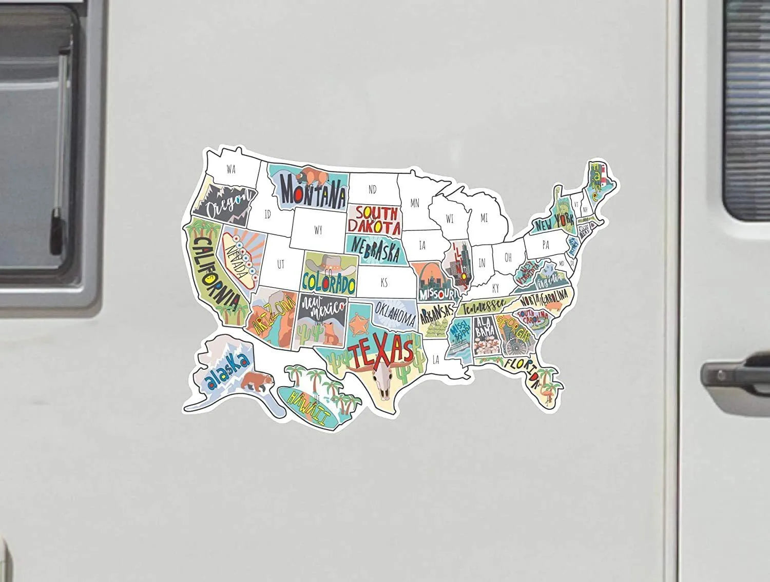 Car travel sticker set with adhesive vinyl letters and white background sheet for vehicle personalisation