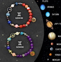 Set of two natural stone beaded bracelets for zodiac signs, showing different styles.