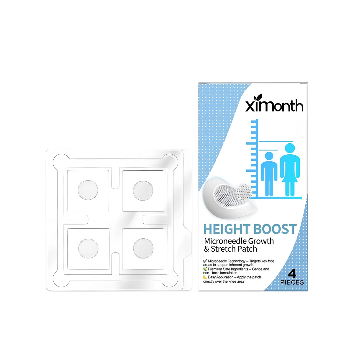 Herbal bone micro needle care patch pack containing four adhesive patches with traditional ingredients