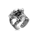 Vintage devil's eye ring with adjustable open design, evil eye motif, metallic finish, approximately 2cm