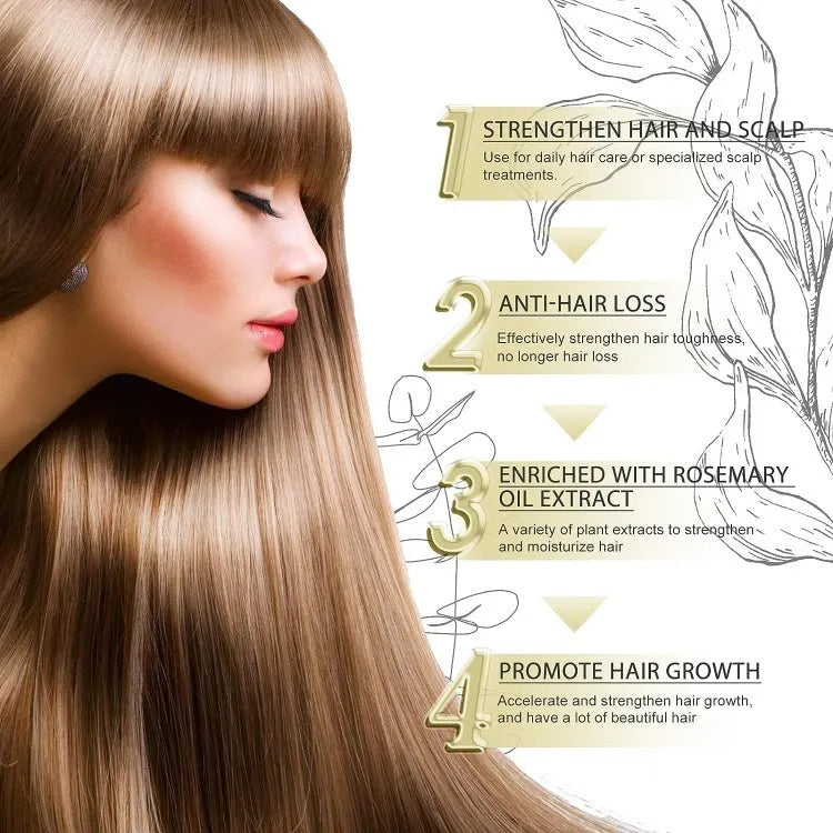 60ml bottle of yellow rosemary hair care essential oil for split ends and perm damage treatment