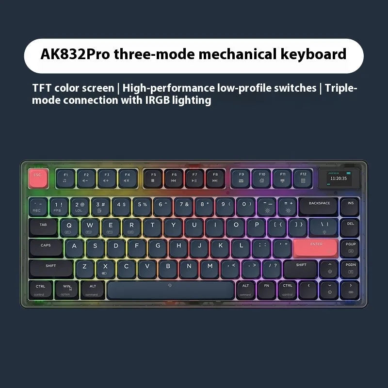 Ajazz AK832PRO three-mode mechanical keyboard in green or tea colour with compact 81-key layout