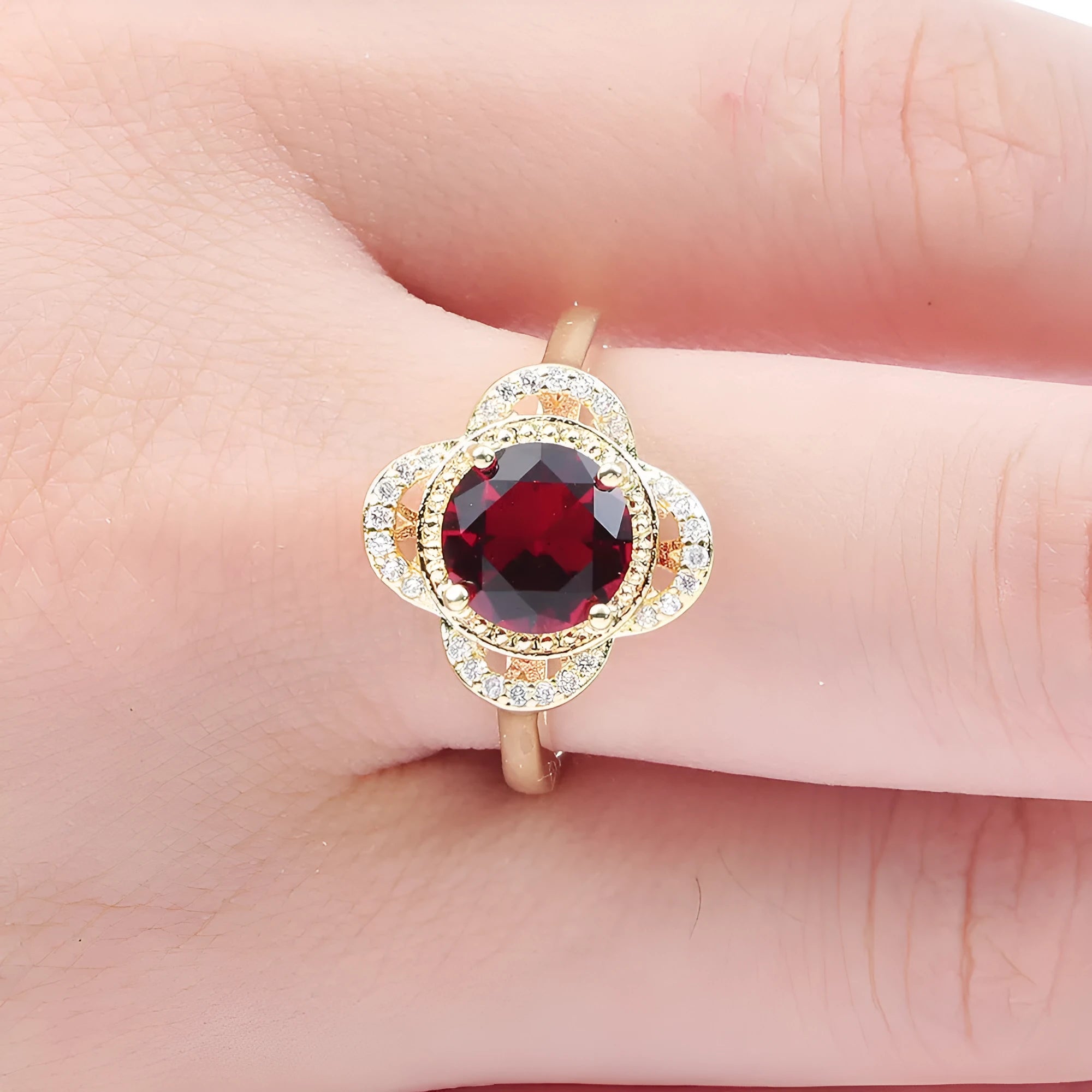 Copper zircon ring with a fruit shape design in colour 10-6-1395