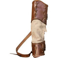 Warrior hand woven PU skin spliced quiver in brown with stitching pattern for adult archery