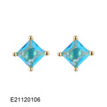Drop-shaped gold-plated earrings with a pear-shaped candy-coloured zircon stone.