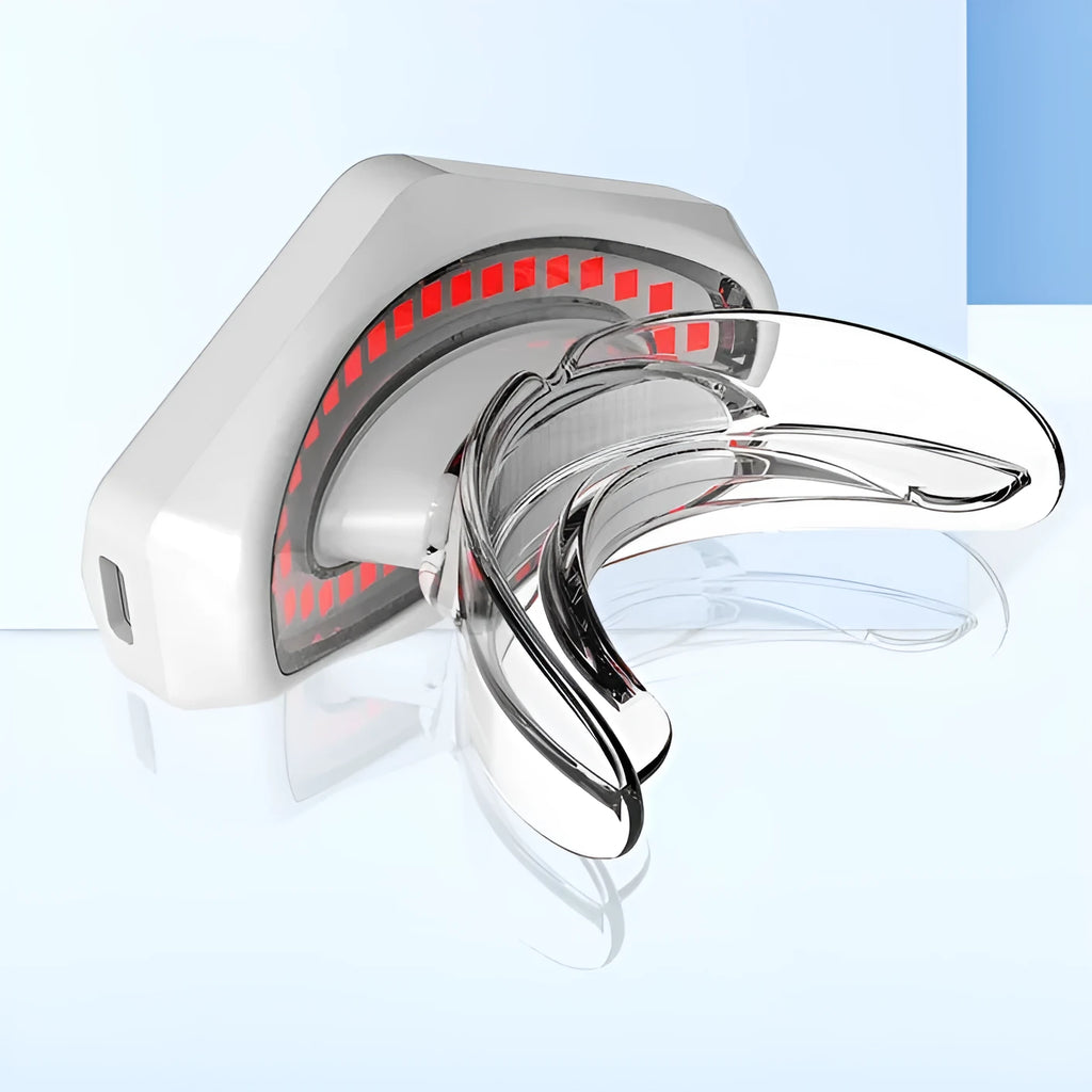 White plastic red light lip care instrument with 450mAh cell and DC 5V 2A input