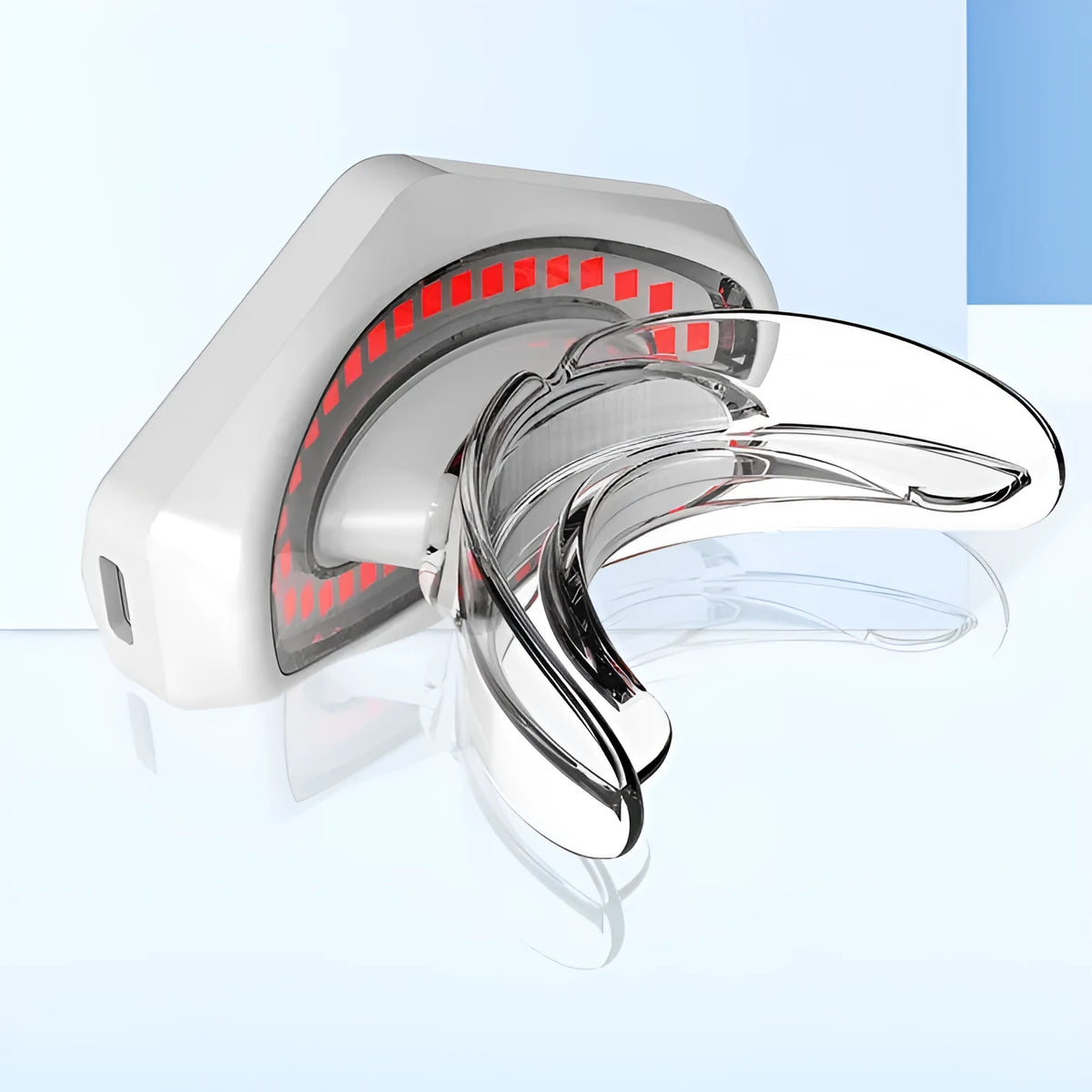 White plastic red light lip care instrument with 450mAh cell and DC 5V 2A input