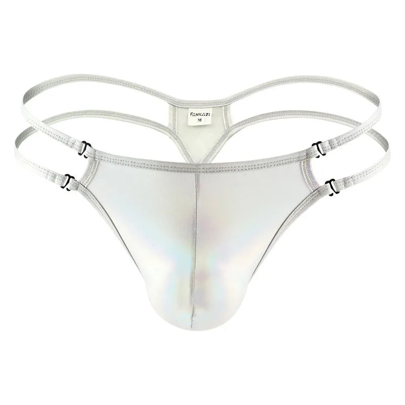 Men's nylon thong low waist T-back solid colour breathable ice silk underwear