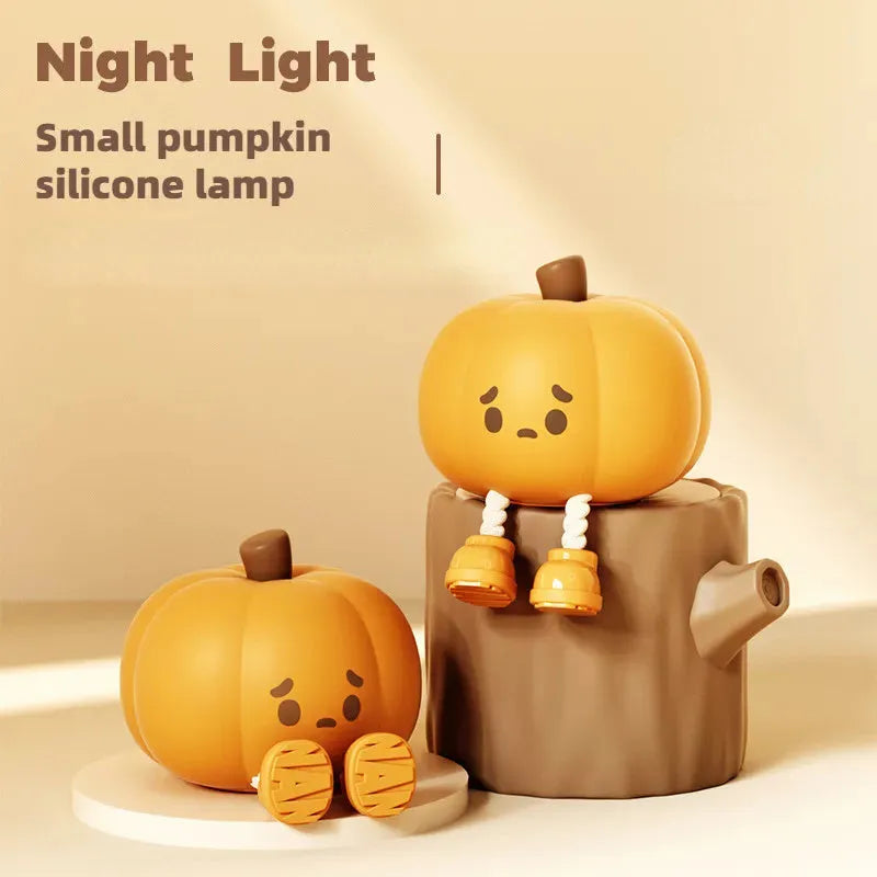Soft silicone pumpkin-shaped night light with touch controls