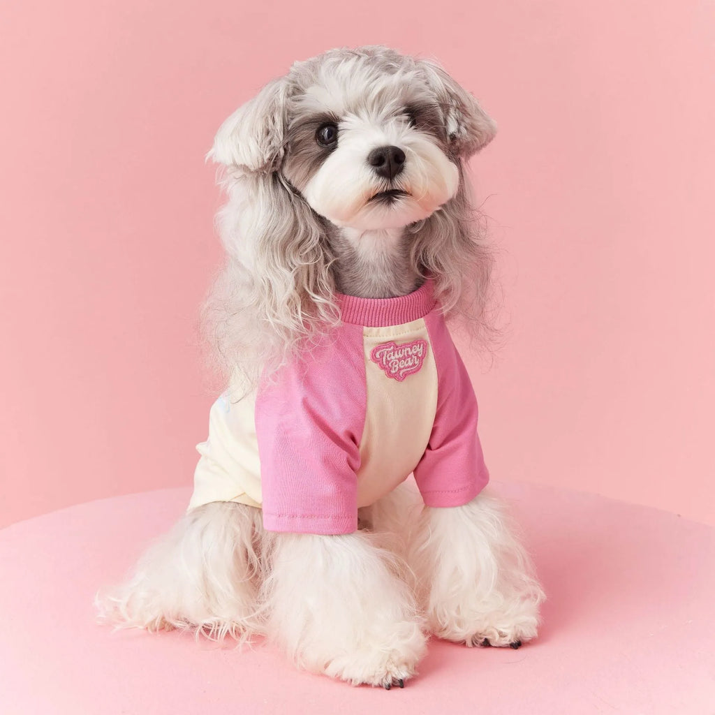 Red embroidered cotton summer clothing for dogs on small to extra large breeds