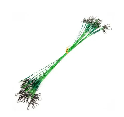 43-piece portable fishing gear set with plastic bait lures in green, blue black, and silver colours including 20cm baits
