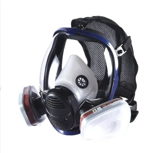 Blue edge spherical full face mask with trapezoidal canister design for KN95 respiratory protection
