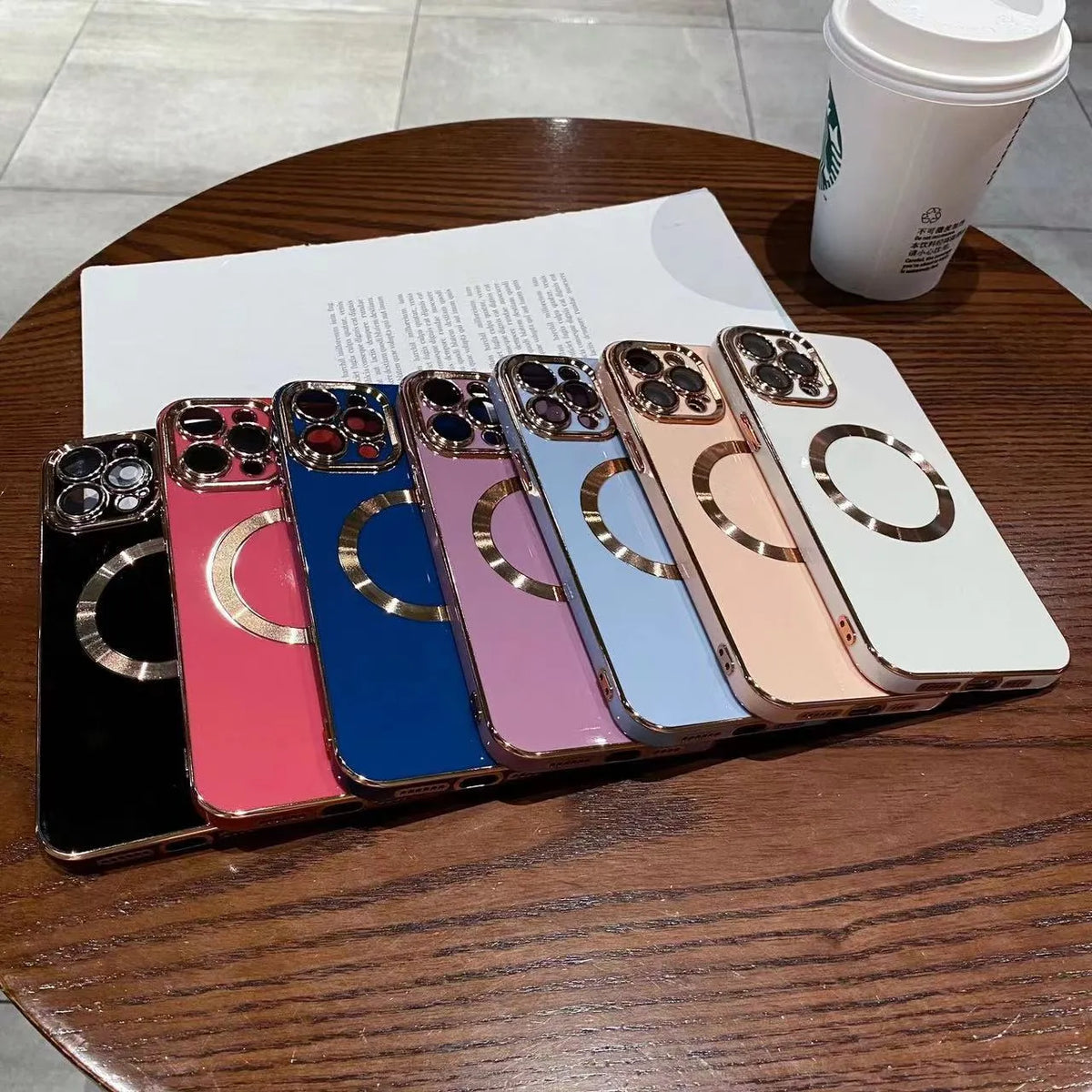 Brushed 6D electroplating magnetic phone case for Apple iPhone 15 series in solid colour finish, cherry purple variant